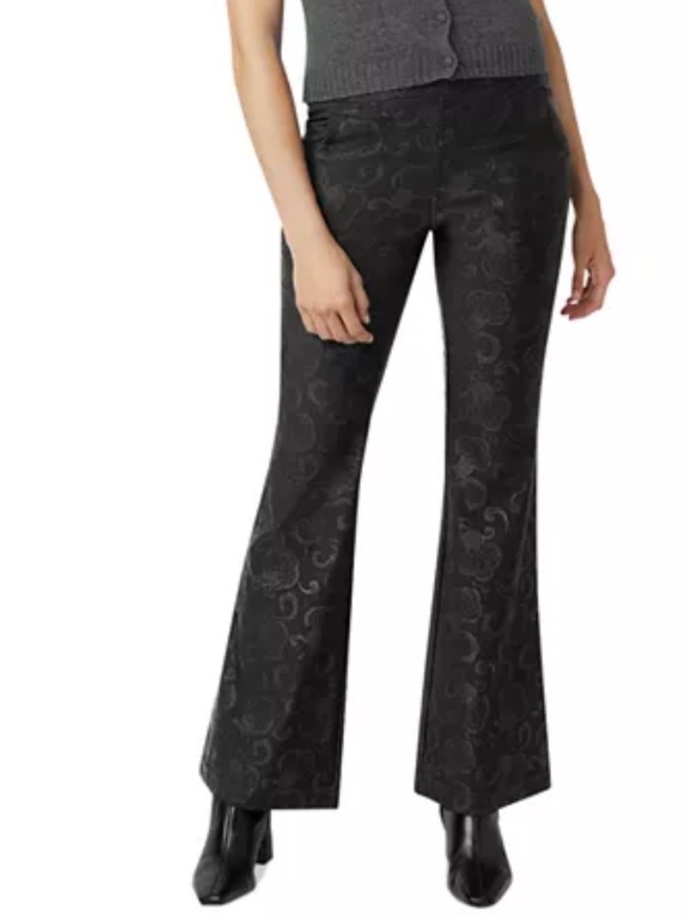 bebe Vintage 90s Y2K  Black Floral Jacquard  Pants 2